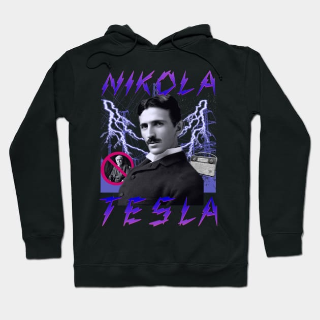 TESLA RAP BAND TEE Nikola Tesla Historic Inventor 90's Vintage Style Electricity Version 2 Hoodie by blueversion